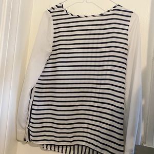 Flowy blouse with navy blue stripes